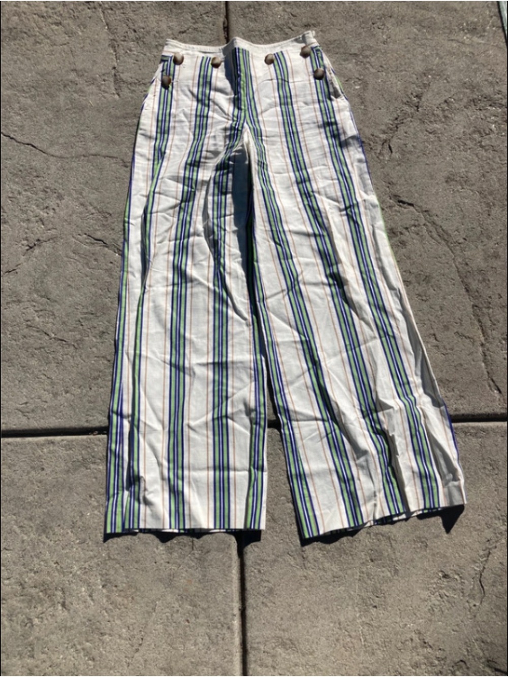Sezane striped linen wide leg pants size 8
